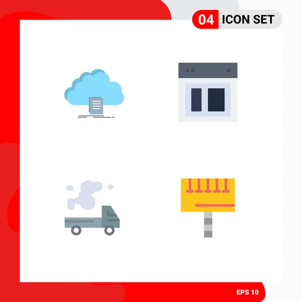 User Interface Pack Basic Flat Icons Cloud Website File Layout — Archivo Imágenes Vectoriales