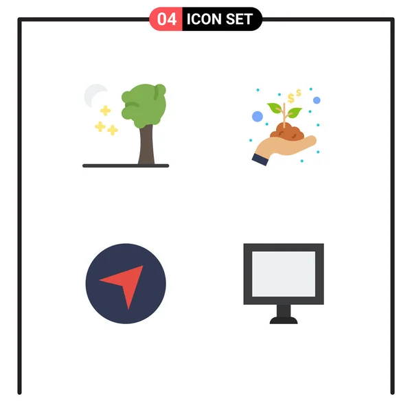 Universal Flat Icons Set Web Mobile Applications Arbor Computer Growth — Vetor de Stock