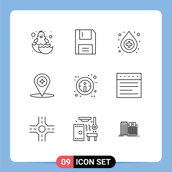 Universal Icon Symbols Group Modern Outlines Information Location Products Navigation — Stockvektor