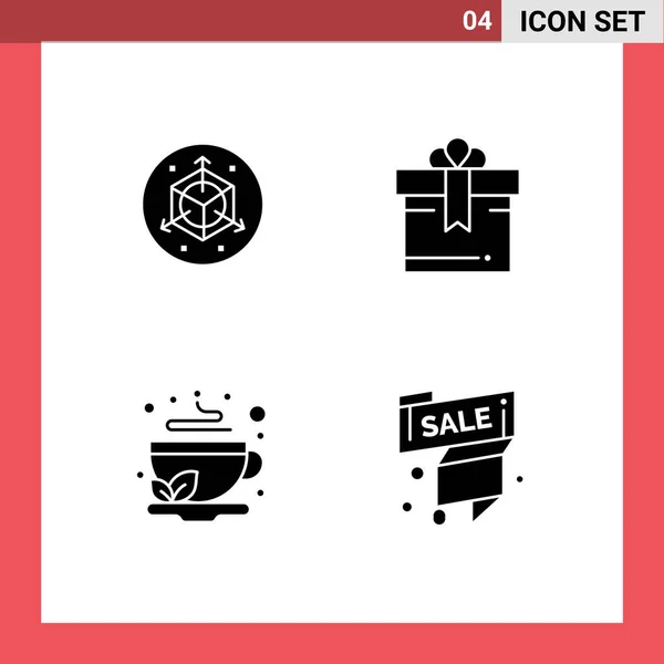 Universal Solid Glyph Signs Symbols Scale New Birthday Cup Label — Stock Vector