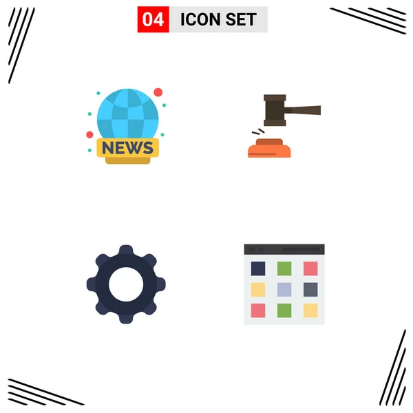 Creative Icons Modern Signs Sysymbols World Wide Judge News Court — Vector de stock
