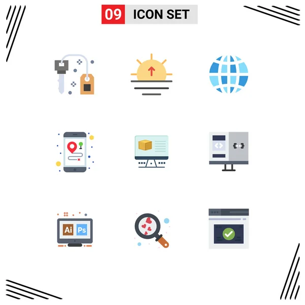 Stock Vector Icon Pack Line Signs Symbols Internet Computer Earth — Stock Vector