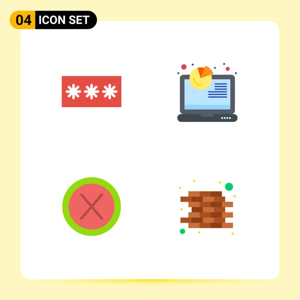 Set Vector Flat Icons Grid Code Close Password Report Interface — Vector de stock