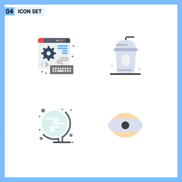 Mobile Interface Flat Icon Set Mit Piktogrammen Von Digitalen Globus — Stockvektor