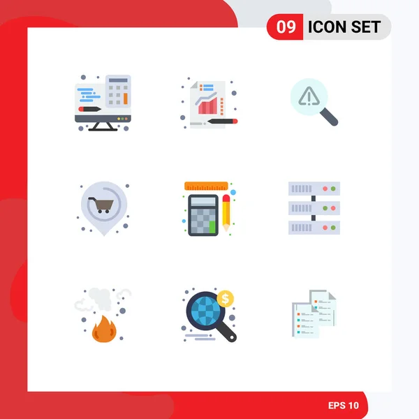 Set Modern Icons Sysymbols Signs Tools Supermarket Find Real Location — Vector de stock