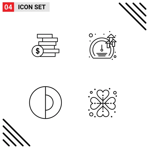 Mobile Interface Line Set Pictograms Coins Money Geology Money Speed — Stock Vector