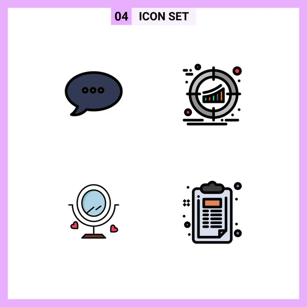 Set Modern Icons Symbols Signs Bubble Love Target Product Heard — Stock Vector