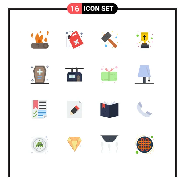 Felhasználói Felület Flat Color Pack Modern Jelek Szimbólumok Keresztény Kereszt — Stock Vector