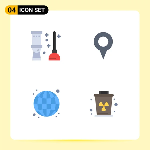 Vector Flat Icons Grid Toilet Internet Room Map Web Editable — 스톡 벡터