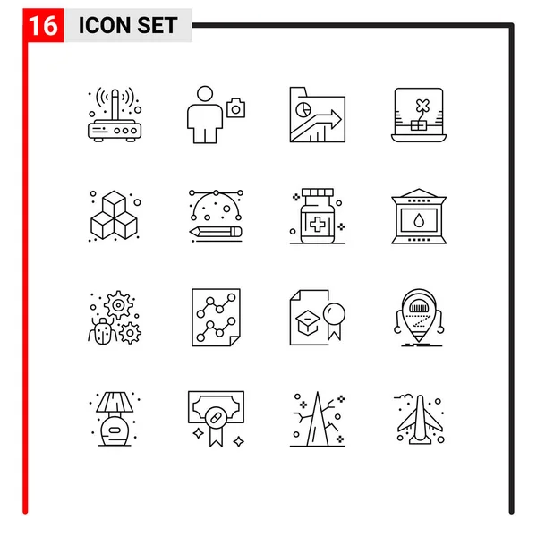 Ireland Laptop Human Report 文件夹可编辑向量设计元素的16个外设符号和符号组 — 图库矢量图片