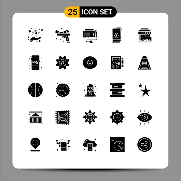 Universal Icon Symbols Group Modern Solid Glyphs Purchase Smartphone Apc — Vetor de Stock