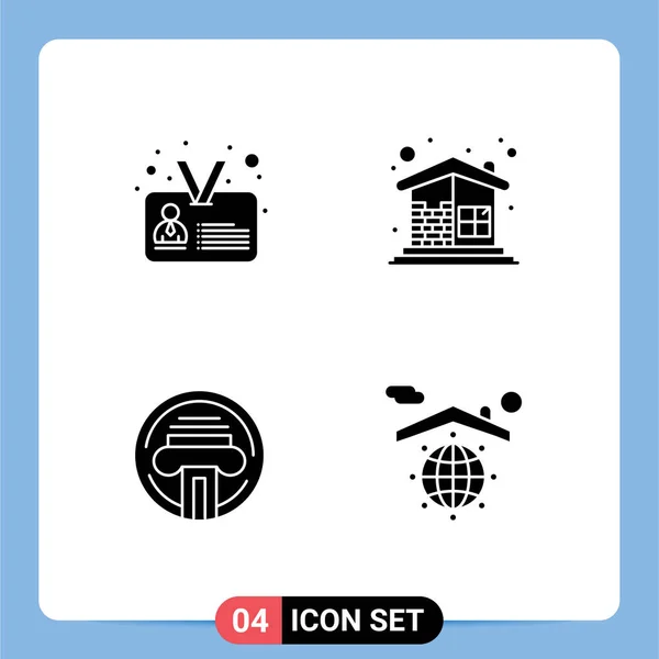 Pictogram Set Simple Solid Glyphs Printers User Construction Type Editable — 스톡 벡터