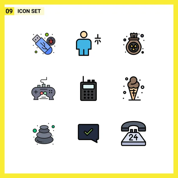 Conjunto Icones Modernos Símbolos Sinais Para Xbox Pad Chuveiro Jogo — Vetor de Stock