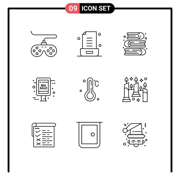 Stock Vector Icon Pack Line Signs Symbols Thermometer Sale Notice — 스톡 벡터