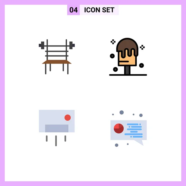 Mobile Interface Flat Icon Set Pictograms Balance Appliances Gym Ice — Stock Vector