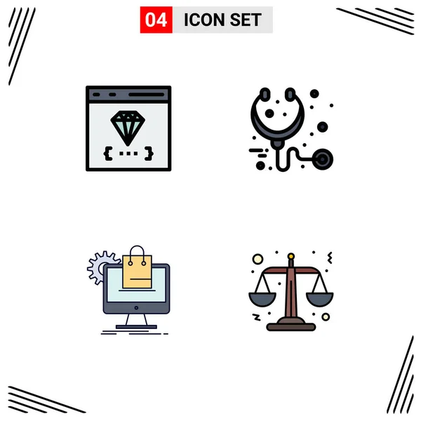 Stock Vector Icon Pack Line Signs Symbols App Shopping Develop — Stock Vector