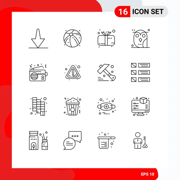 Set Modern Icons Symbols Signs Communication Study Child Owl Bird — Stock Vector