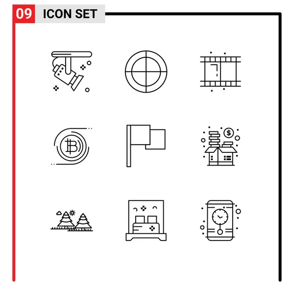 Icône Vectorielle Stock Paquet Signes Symboles Ligne Pour Drapeau Décentralisé — Image vectorielle