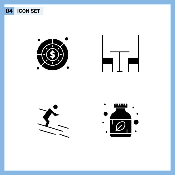 Universal Icon Symbols Group Modern Solid Glyphs Budget Ski Profit — Stock Vector