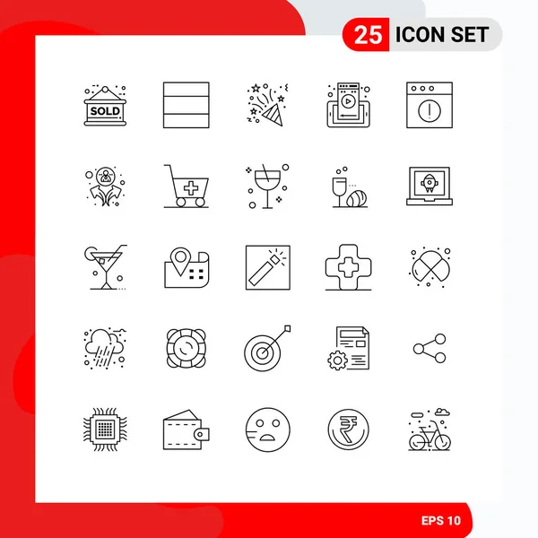 Stock Vector Icon Pack Mit Zeilenzeichen Und Symbolen Für Menschen — Stockvektor