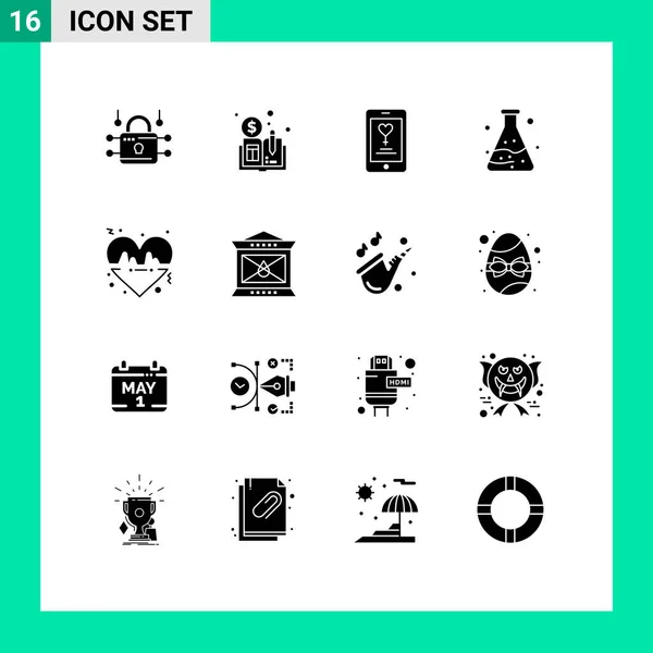 Set Modern Icons Sysymbols Signs Love Heart Mobile Beat Tube — Archivo Imágenes Vectoriales