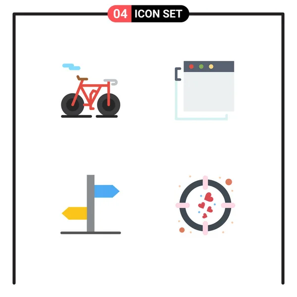 Interface Usuário Flat Icon Pack Modern Signs Symbols Bike Heart —  Vetores de Stock