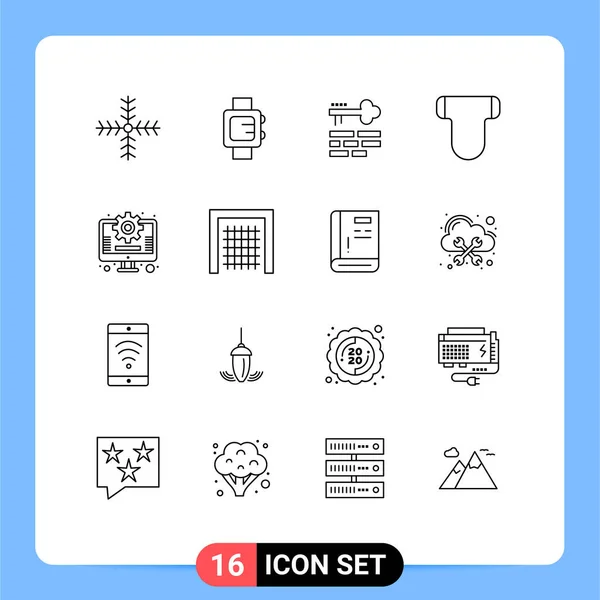 16现代标志和符号的用户界面大纲包 可编辑向量设计元素简介 — 图库矢量图片