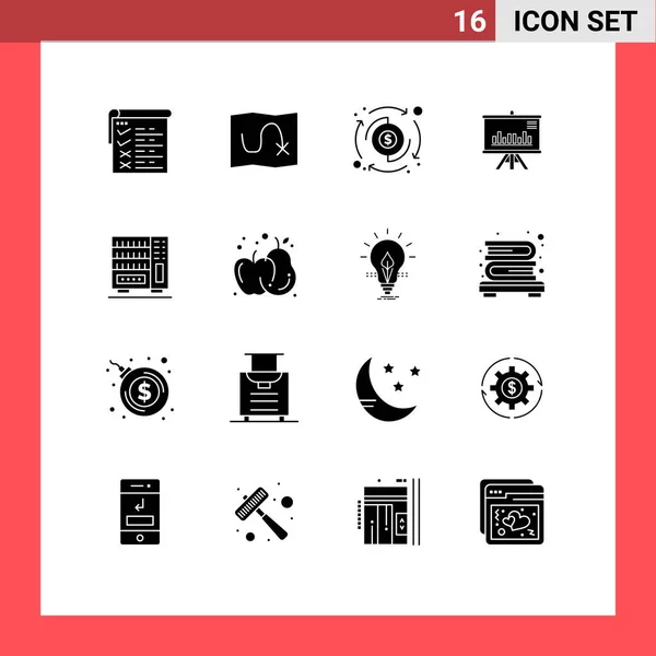 Thematic Vector Solid Glyphs Editable Symbols Wardrobe Furniture Payment Business — Vettoriale Stock