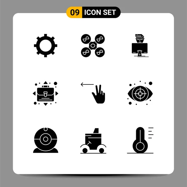 Set Modern Icons Symbols Signs Crime Gesture User Fingers Opportunity — Stock Vector