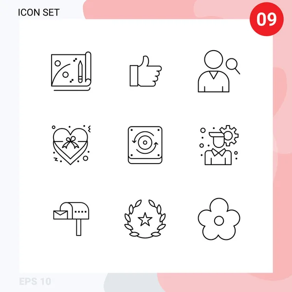 User Interface Outline Pack Modern Signs Symbols Account Speaker Search — Stockový vektor