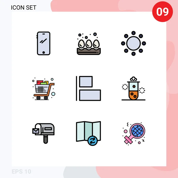 Universal Icon Symbols Group Modern Filledline Flat Colors Align Shopping - Stok Vektor