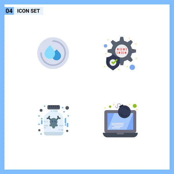 Modern Set Flat Icons Pictograph Medical Bomb Protection Oison Crime — Vector de stock