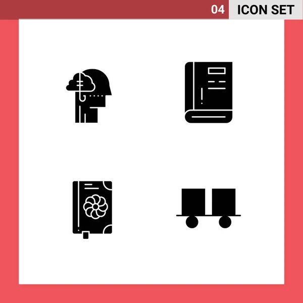 Mobile Interface Solid Glyph Set Pictograms Borrowing Ideas Support Habit — 스톡 벡터