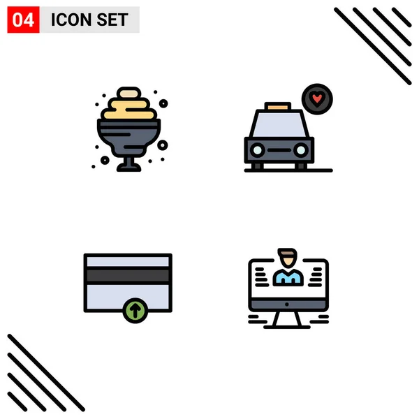 Conjunto Icones Modernos Símbolos Sinais Para Coquetel Carro Finanças Elementos — Vetor de Stock