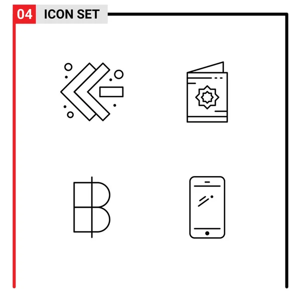 Pittogramma Set Semplici Linee Piatte Colori Frecce Valuta Carta Musulmano — Vettoriale Stock