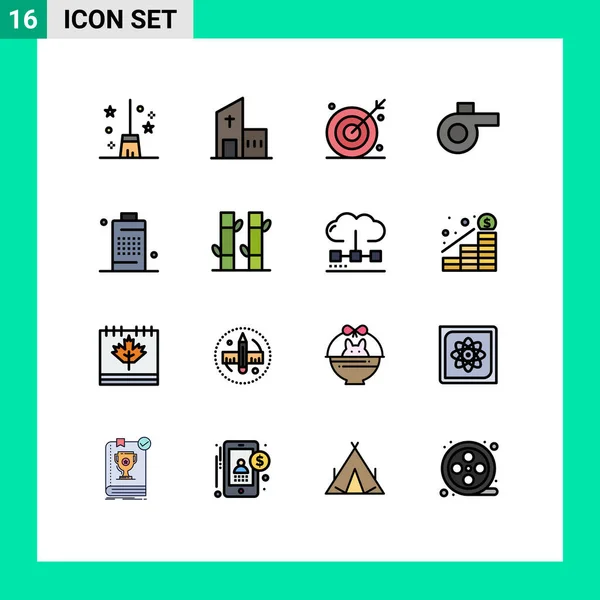 Сток Векторна Ікона Пакет Лінійних Знаків Символів Батареї Спорту Монастиря — стоковий вектор