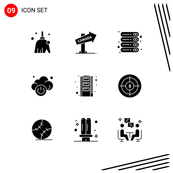 Set Modern Icons Sysymbols Signs Memory Technology Data Power Storage — Vector de stock