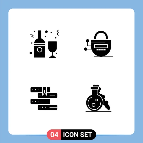 Vector Stock Icon Pack Líneas Signos Símbolos Para Alcohol Libros — Vector de stock