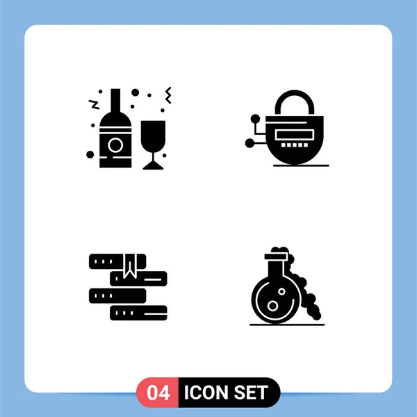 Stock Vector Icon Pack Mit Linienzeichen Und Symbolen Für Alkohol — Stockvektor