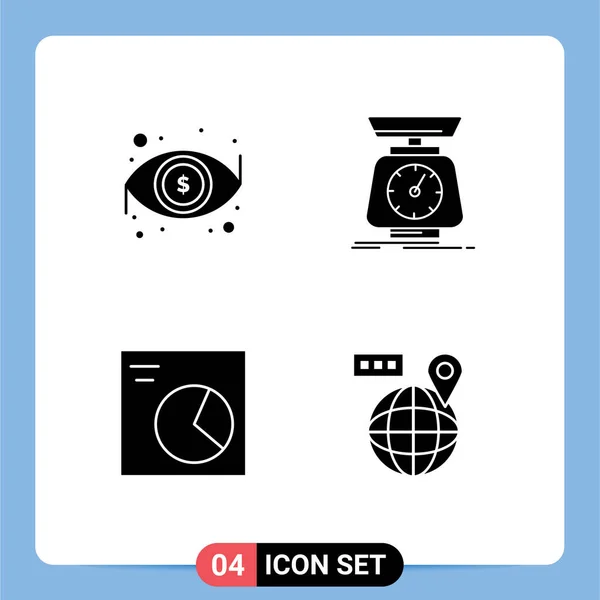User Interface Pack Basic Solid Glyphs Dollar Analytics View Scale — Stock Vector