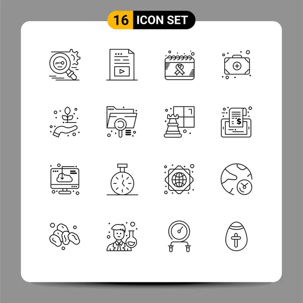 16創造的なアイコン現代の記号と医師 バッグ マルチメディア 一日のシンボル編集可能なベクトルデザイン要素 — ストックベクタ
