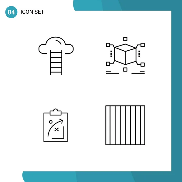 Pictogram Set Egyszerű Filledline Flat Színek Lépcső Stratégiai Interfész Puzzle — Stock Vector