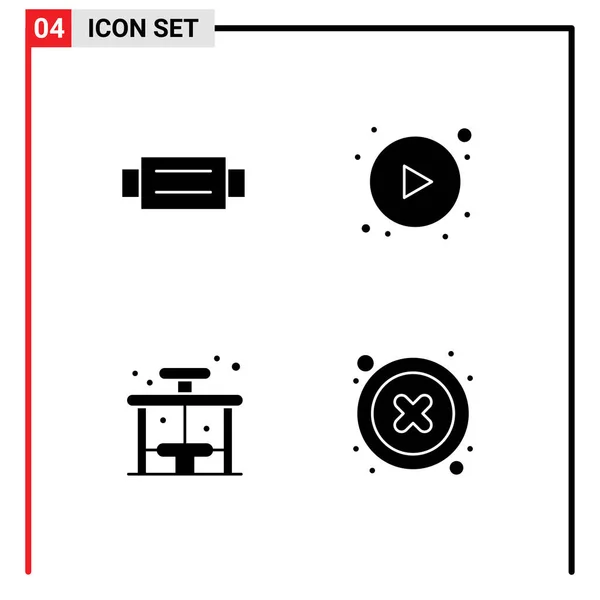 User Interface Pack Basic Solid Glyphs Accessories Bus Man Button — Stockový vektor