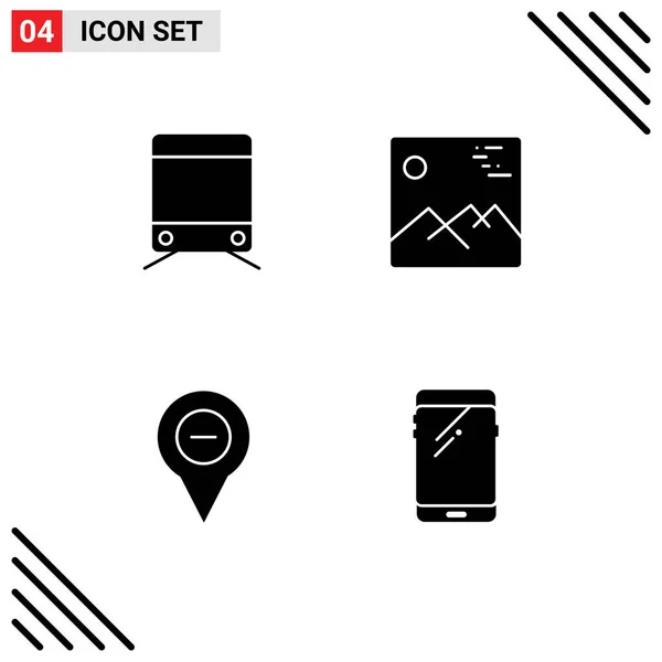 Modern Set Solid Glyphs Symbols Sign Navigation Gallery Canada Editable — Stock Vector