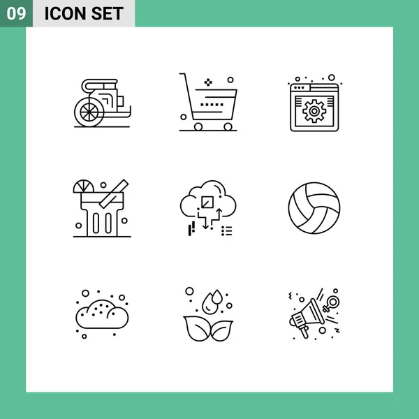 Editable Vector Line Pack of 9 Simple Outlines of food, lemonade, shop, web, option Editable Vector Design Elements — Stock Illustration Editable Vector Line Pack Simple Outlines Food Lemonade Shop Web Royalty Free Stock Vectors