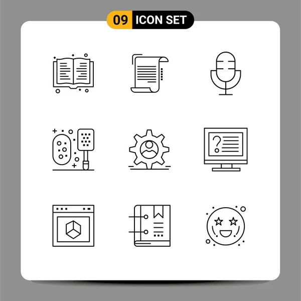 Conjunto Icones Modernos Símbolos Sinais Para Dper Scrub Dispositivos Banheiro — Vetor de Stock