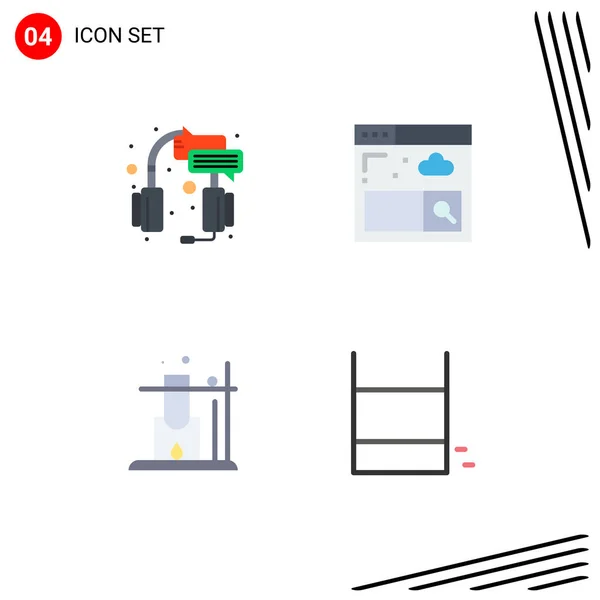 Set Commercial Flat Icons Pack Center Science Service Internet Game — Stock Vector