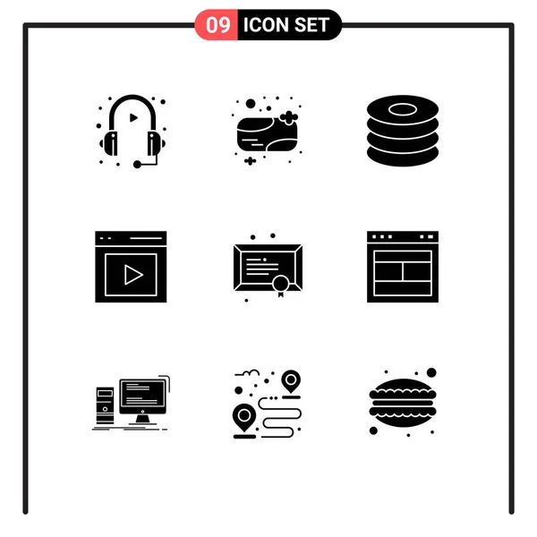 Universal Icon Symbols Group Modern Solid Glyphs Vide Interface Clean — Stock Vector