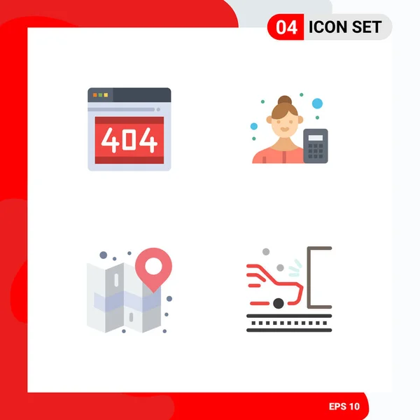 Set Van Vector Flat Icons Grid Voor Seo Stad Fout — Stockvector