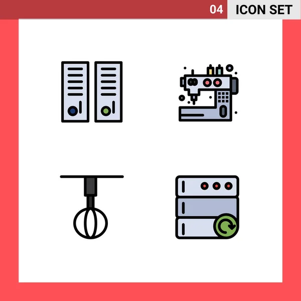 Interface Móvel Filledline Flat Color Set Pictogramas Armário Ginástica Alfaiataria — Vetor de Stock